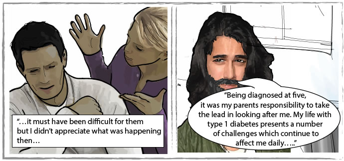 Carlos describing how his parents might have found it hard and how type 1 diabetes continues to affect him