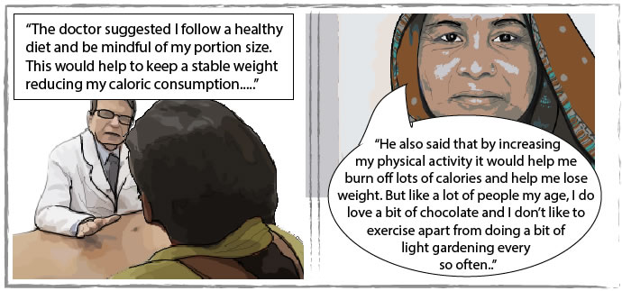 Seema told to follow healthy diet and increase physical activity