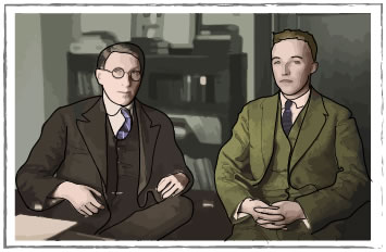 Drawing of Frederick Banting and Charles Best